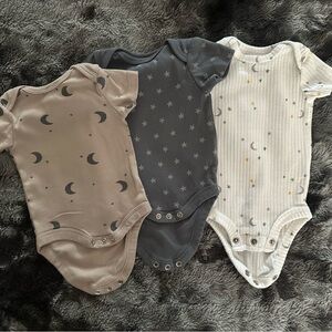 Moon and Stars Kids One Piece Set - Gray, Cream, Tan